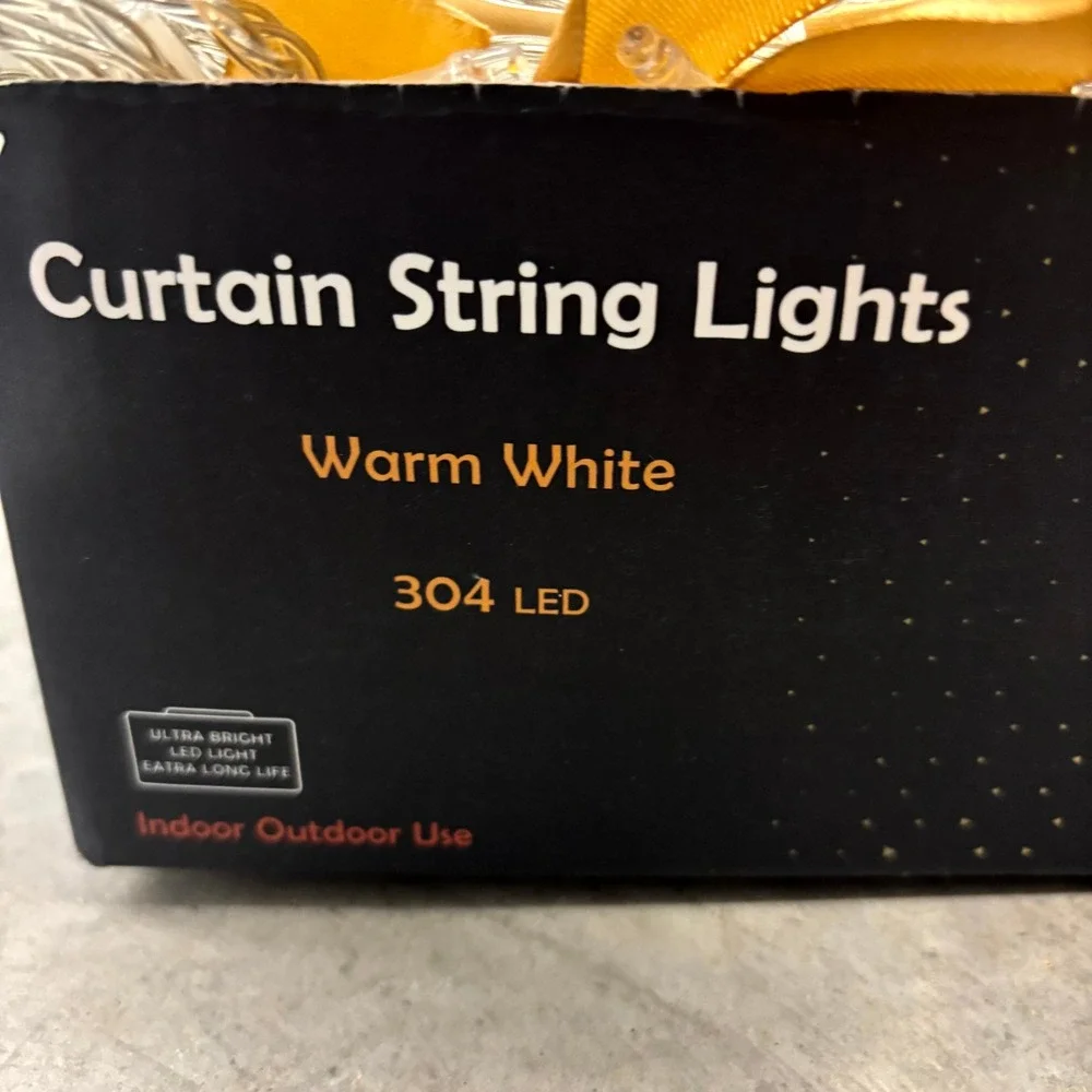 MAGGIFT 304 LED Curtain String Lights Warm White 9.8x9.8ft Indoor Outdoor 8 Mode